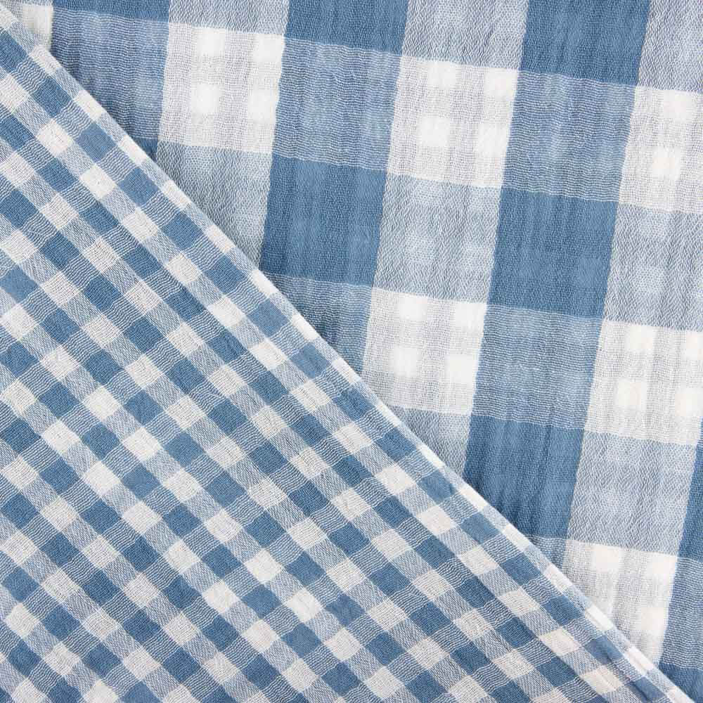 Dupla Gaze Vichy Reversível Azul Denim Escuro - Ribes y Casals