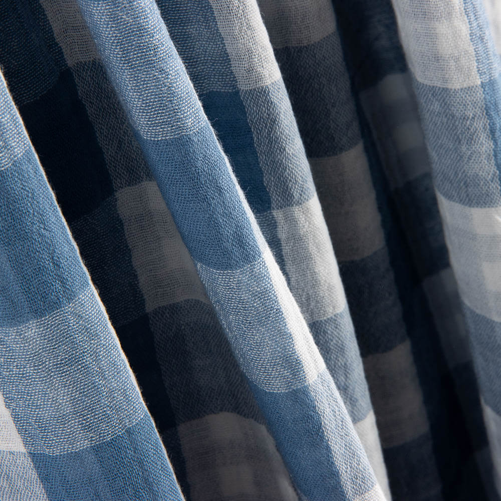 Dupla Gaze Vichy Reversível Azul Denim Escuro - Ribes y Casals