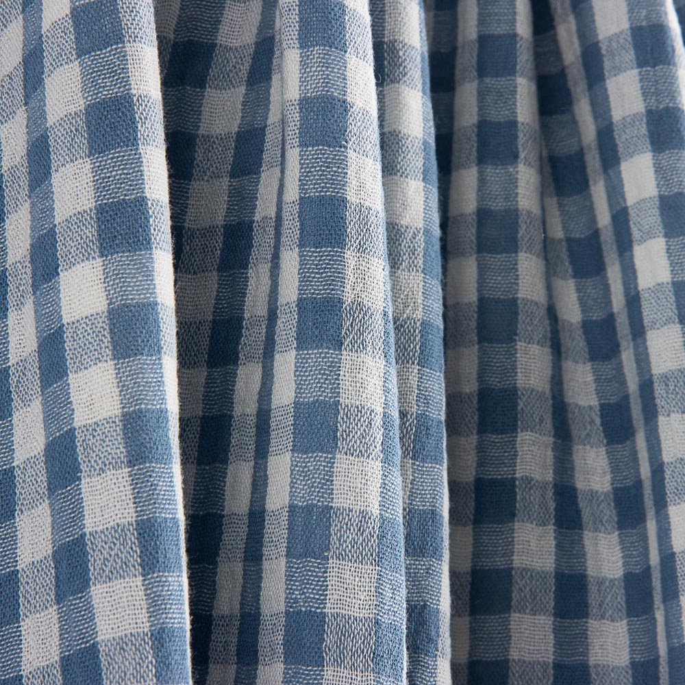 Retal Doble Gasa Vichy Reversible Azul 110x150cm - Ribes y Casals