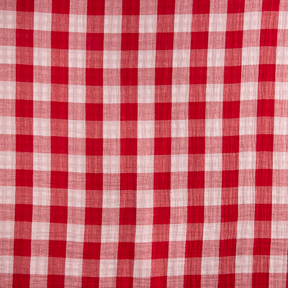 Dupla Gaze Vichy Reversível Vermelha - Ribes y Casals