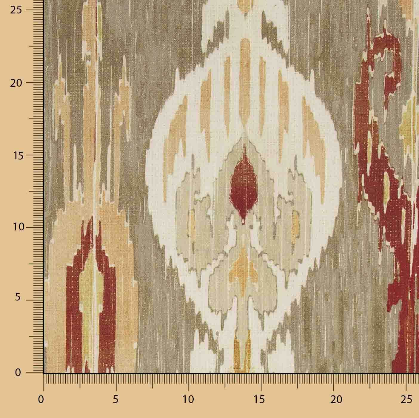 Loneta com efeito de tecido de linho Ikat oriental, cor taupe - Ribes y Casals