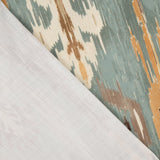Loneta com efeito de tecido de linho Ikat oriental azul esverdeado - Ribes y Casals