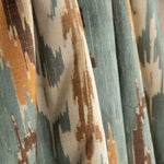 Loneta com efeito de tecido de linho Ikat oriental azul esverdeado - Ribes y Casals
