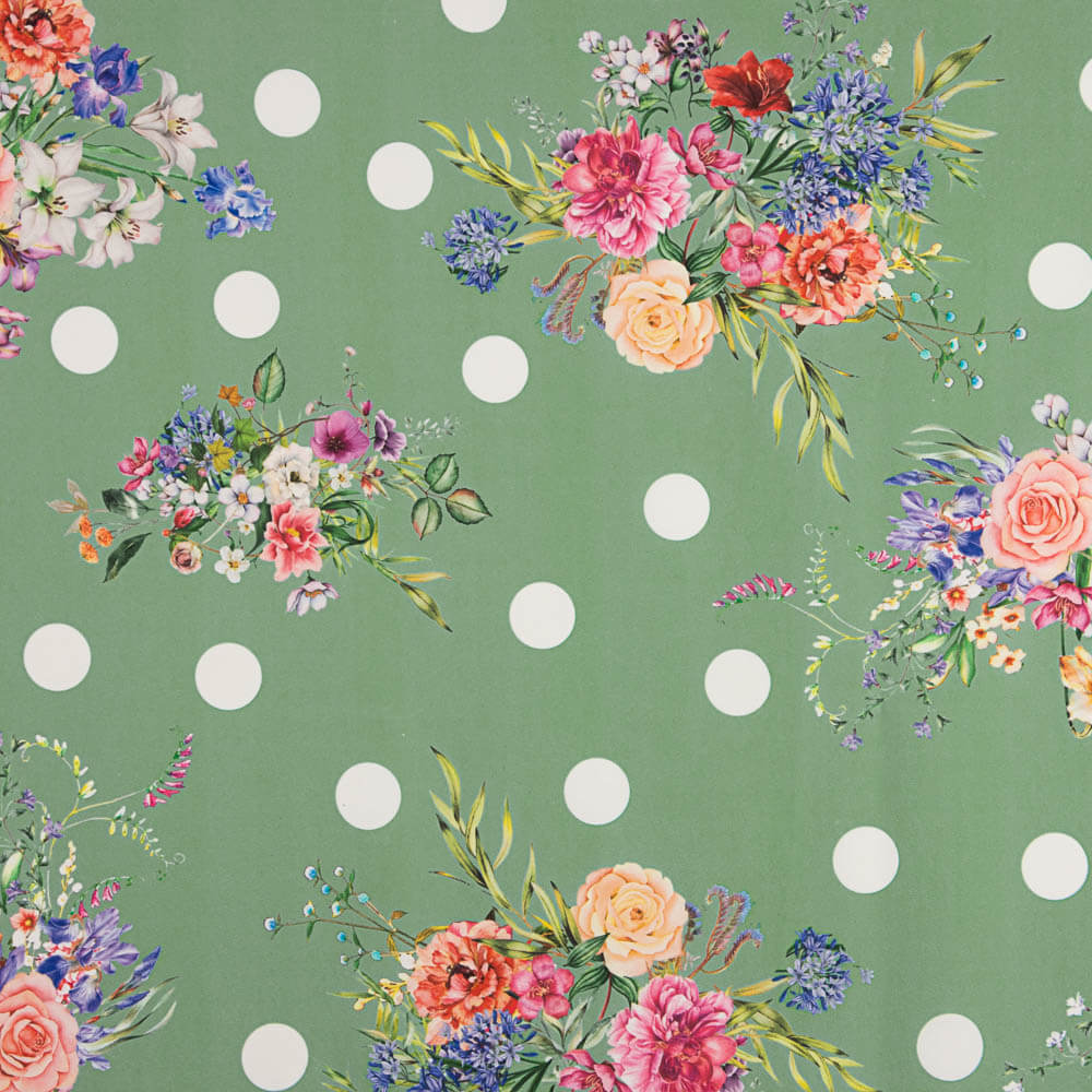 Casaco Elástico Cretone Bolinhas Verde Sálvia - Ribes y Casals