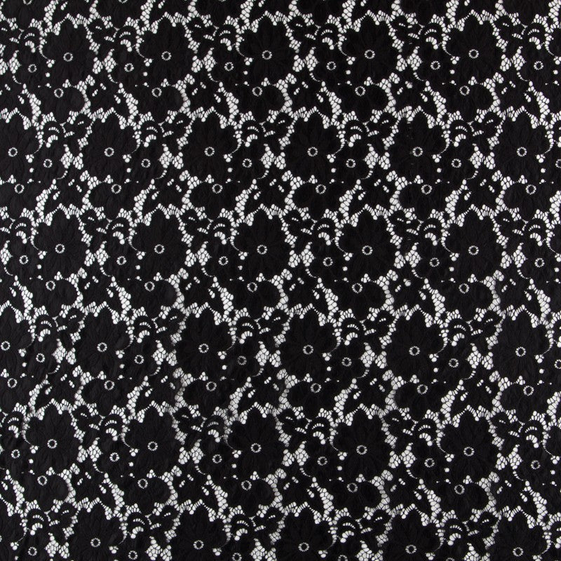 Renda Elástica Flores Preta - Ribes y Casals