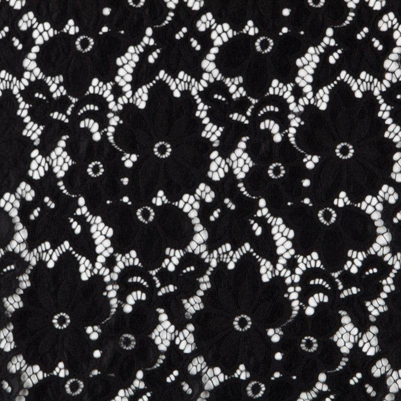 Renda Elástica Flores Preta - Ribes y Casals