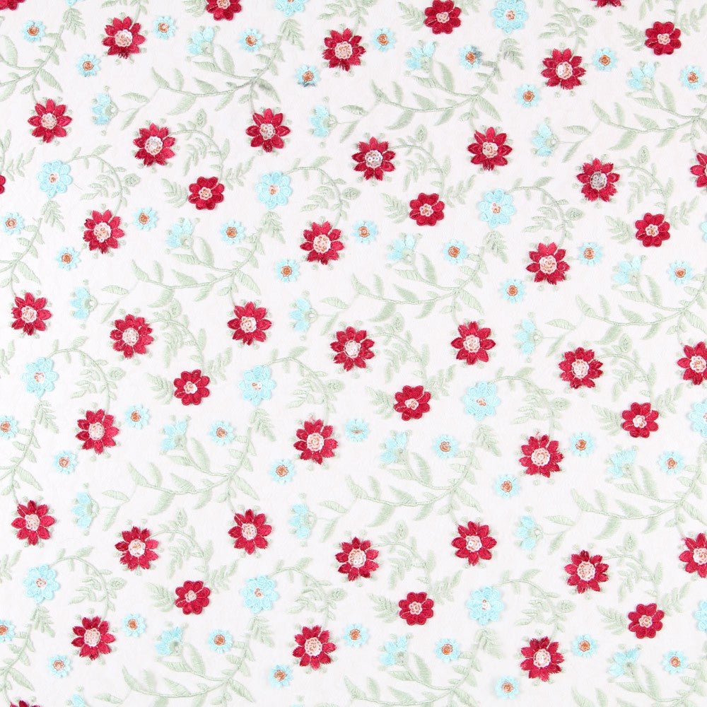 Tule Bordado Floral Borgonha - Ribes y Casals