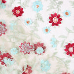 Tule Bordado Floral Borgonha - Ribes y Casals