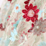 Tule Bordado Floral Borgonha - Ribes y Casals