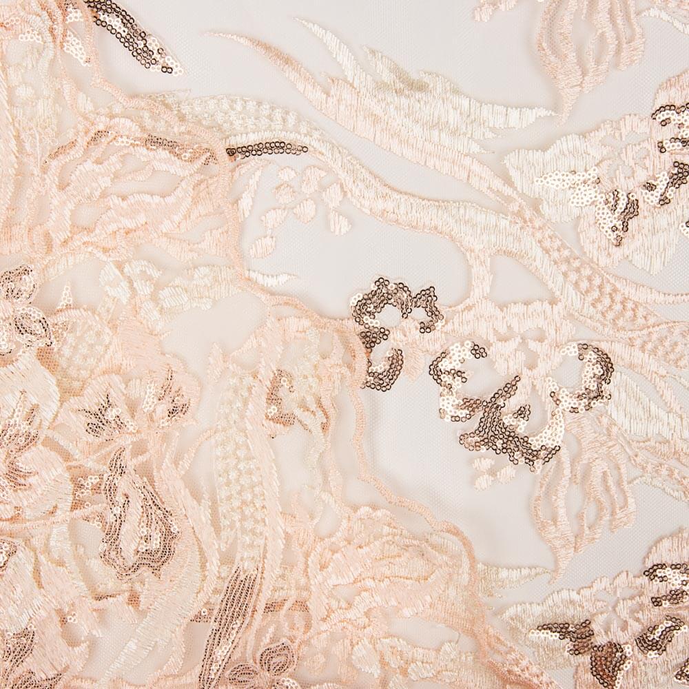 Renda  Lantejoulas Salmão - Ribes y Casals