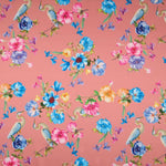 Tecido Fama Stretch Orquídeas Coral - Ribes y Casals