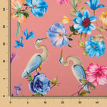 Tecido Fama Stretch Orquídeas Coral - Ribes y Casals