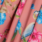 Tecido Fama Stretch Orquídeas Coral - Ribes y Casals