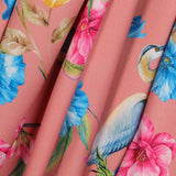 Tecido Fama Stretch Orquídeas Coral - Ribes y Casals