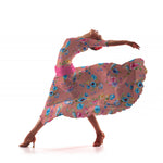 Tecido Fama Stretch Orquídeas Coral - Ribes y Casals