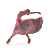 Tecido Fama Stretch Orquídeas Coral - Ribes y Casals