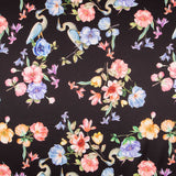 Tecido Fama Stretch Orquídeas Preto - Ribes y Casals