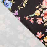 Tecido Fama Stretch Orquídeas Preto - Ribes y Casals