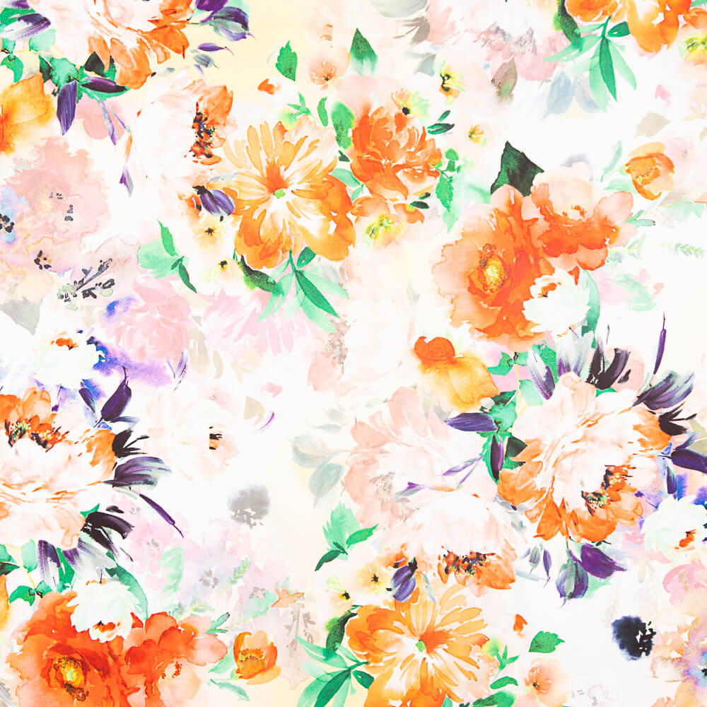 Tecido Fama Stretch Flor Primavera Cinzento - Ribes y Casals