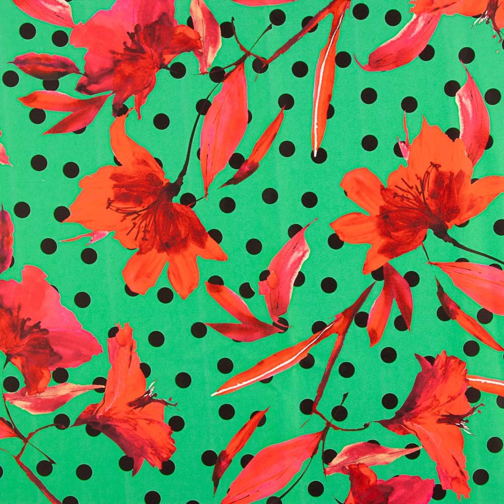 Fama Strecht Flores Bolinhas Verdes - Ribes y Casals