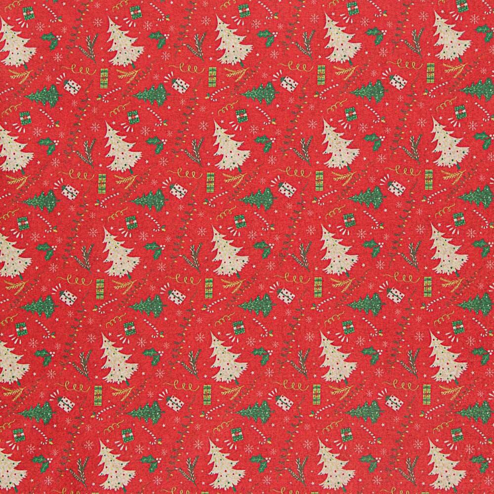 Feltro Estampado Natal Árvores Vermelho - Ribes y Casals