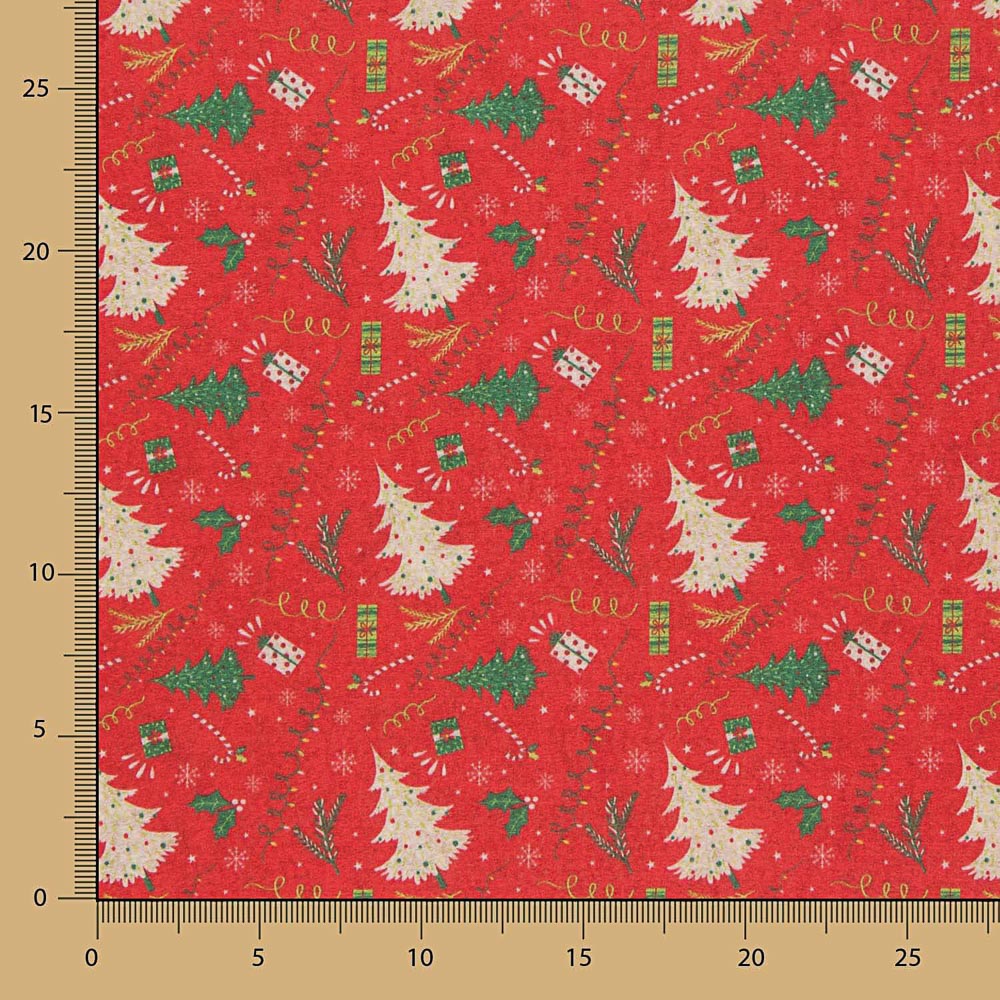 Feltro Estampado Natal Árvores Vermelho - Ribes y Casals