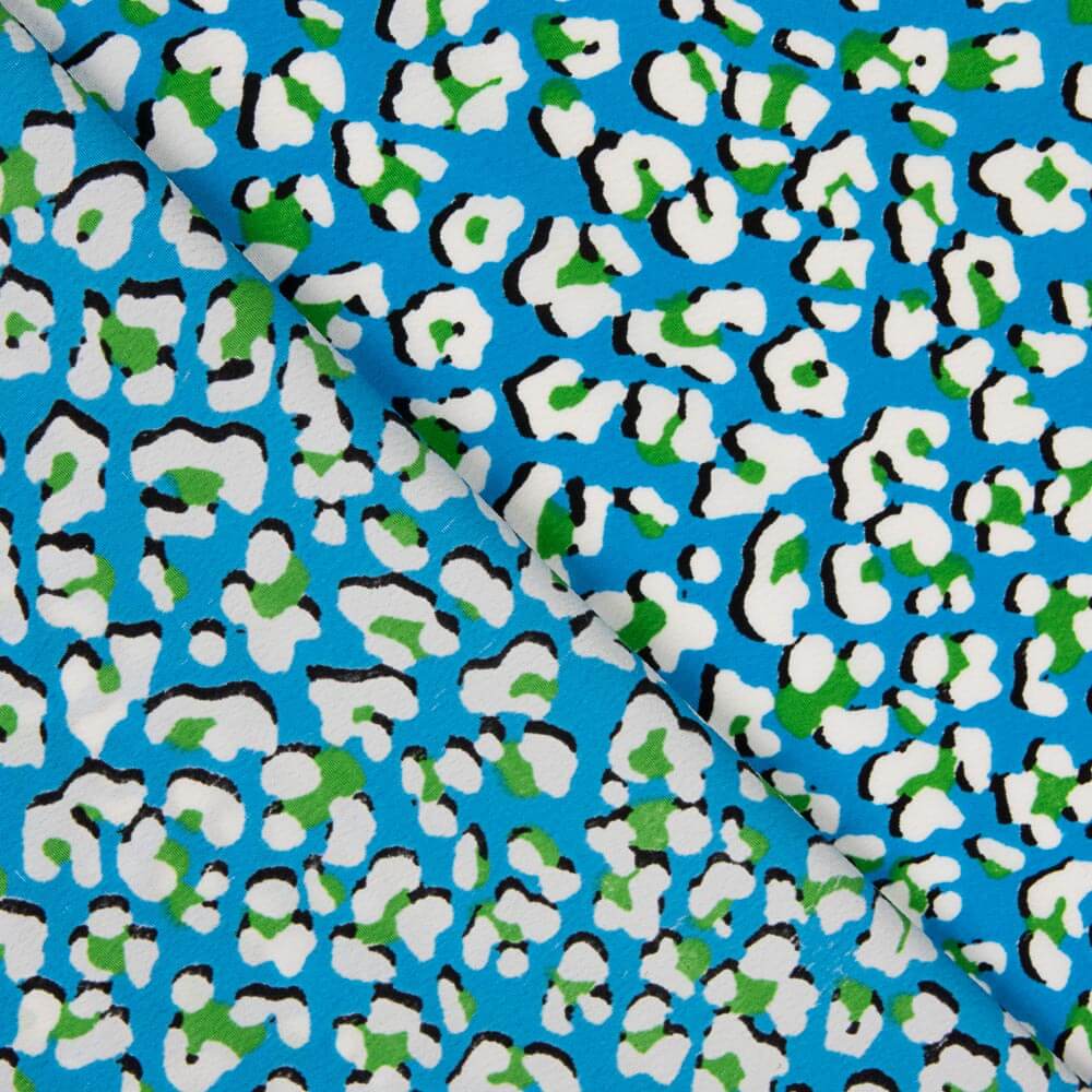 Crepe Poliéster Leopardo Azul - Ribes y Casals