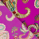 Crepe Poliéster Desenho Caxemira Fúcsia Escuro - Ribes y Casals