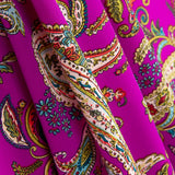 Crepe Poliéster Desenho Caxemira Fúcsia Escuro - Ribes y Casals