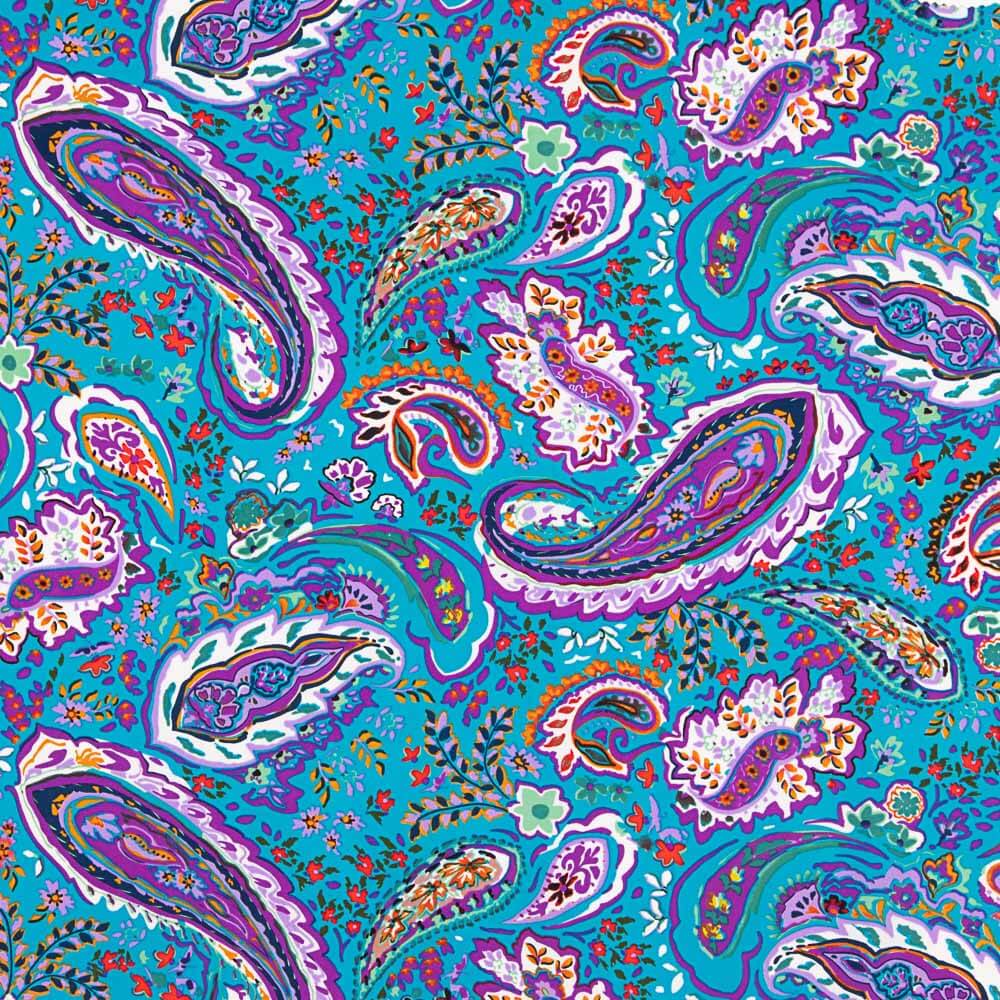 Crepe Poliéster Caxemira Turquesa - Ribes y Casals