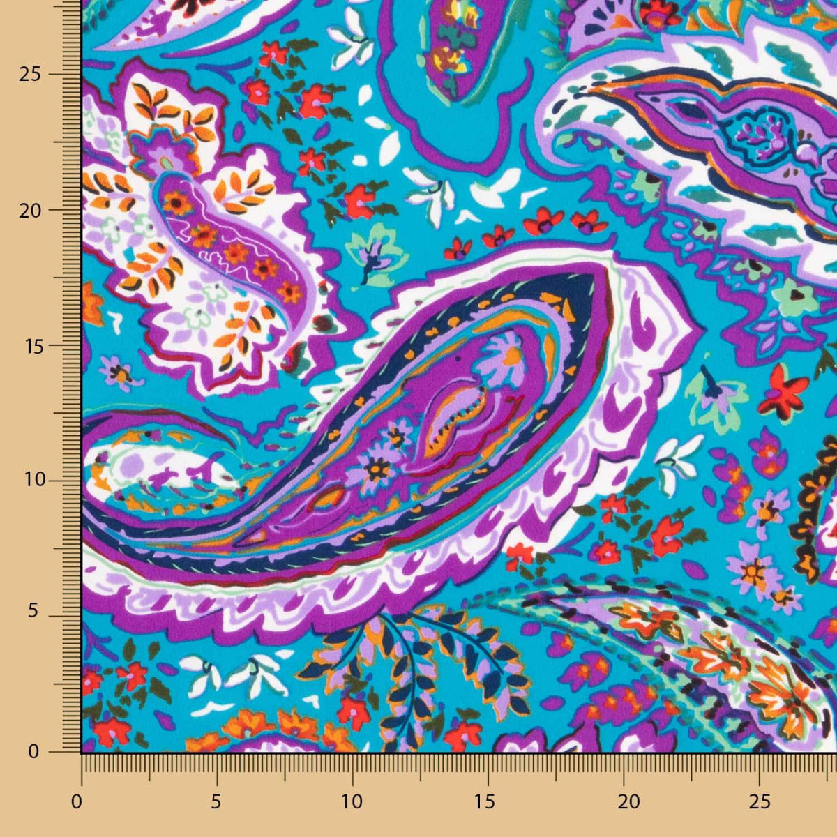 Crepe Poliéster Caxemira Turquesa - Ribes y Casals