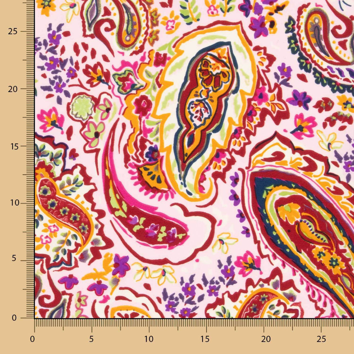 Crepe Poliéster Caxemira Vermelho - Ribes y Casals