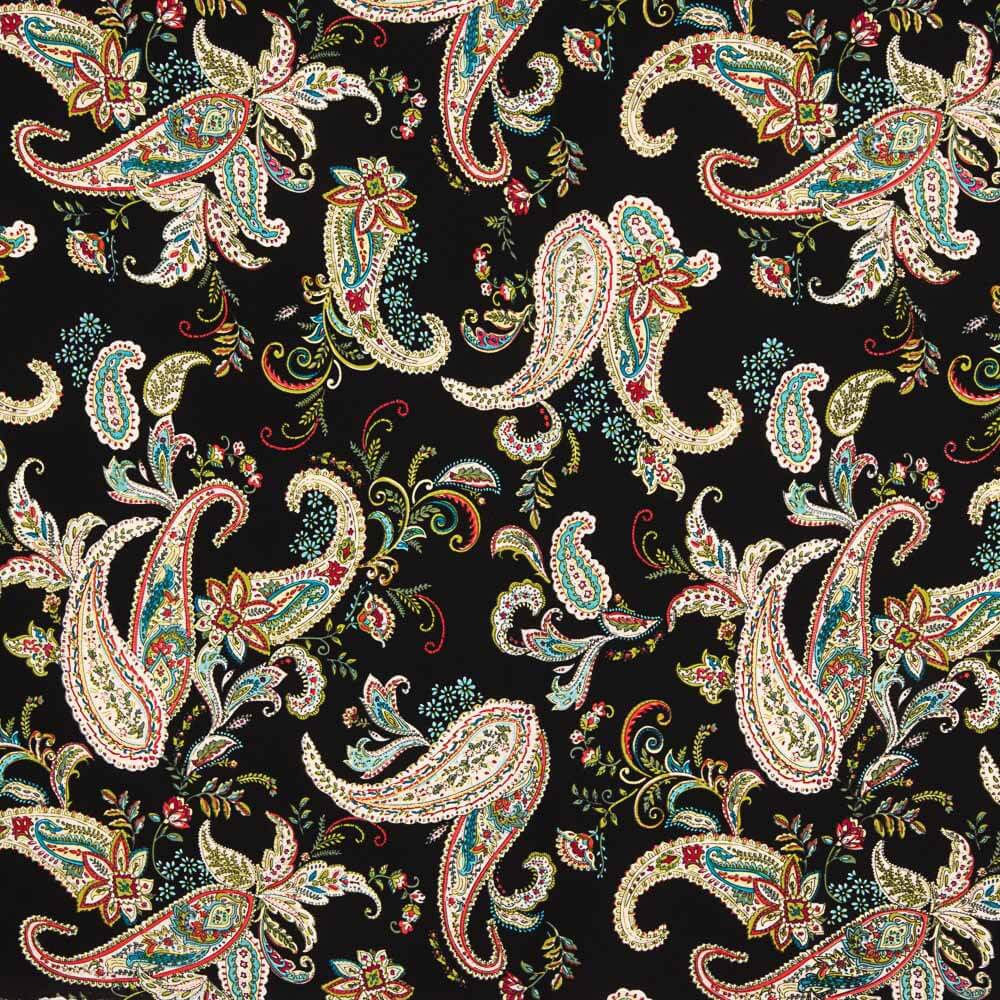 Crepe Poliéster Desenho Caxemira Preto - Ribes y Casals