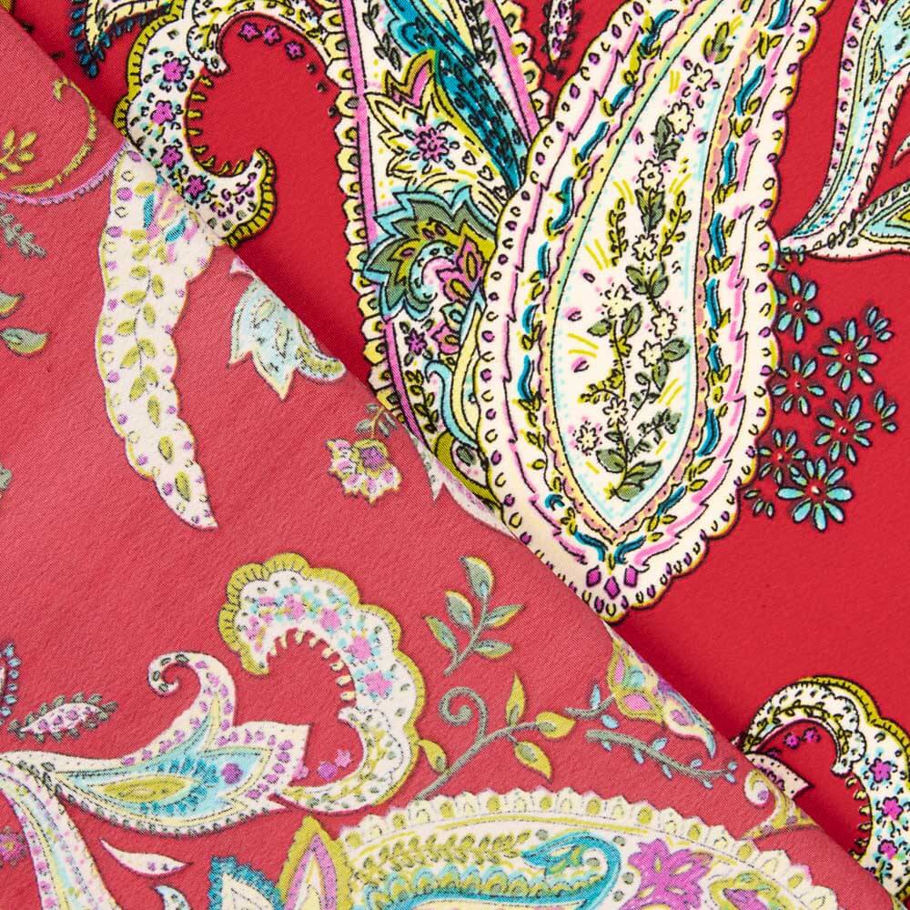 Crepe Poliéster Desenho Caxemira Vermelho - Ribes y Casals