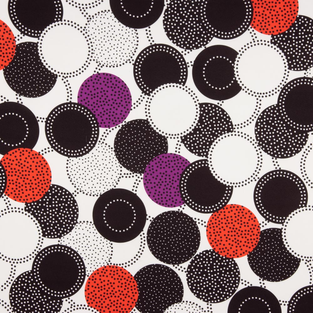 Gabardina Elástica Bolinhas Pontilhadas Vermelho - Ribes y Casals