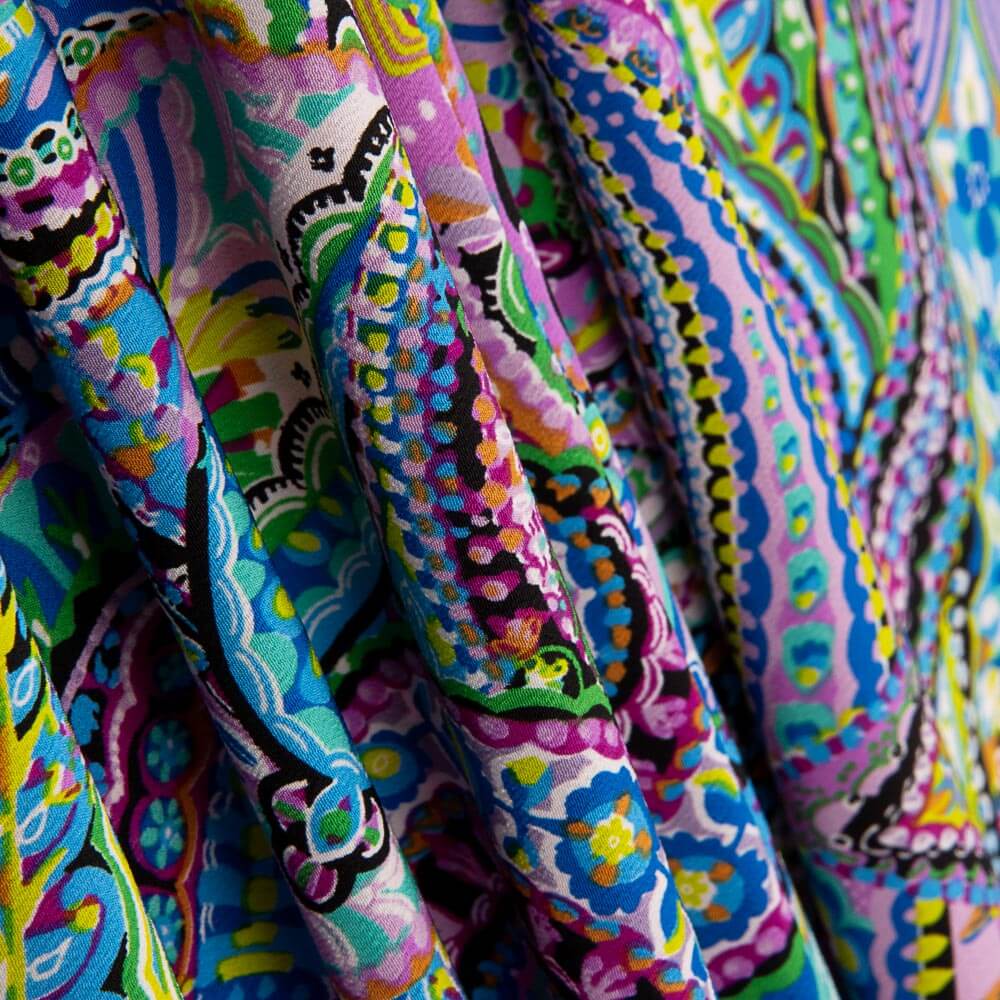 Crepe Poliéster Caxemira Saturado Azuis - Ribes y Casals