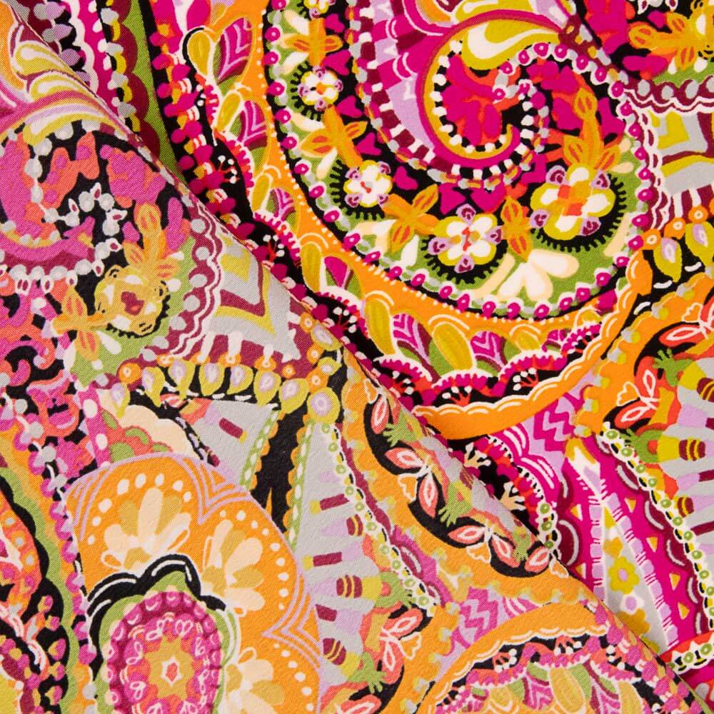 Crepe Poliéster Caxemira Saturado Fúcsia - Ribes y Casals