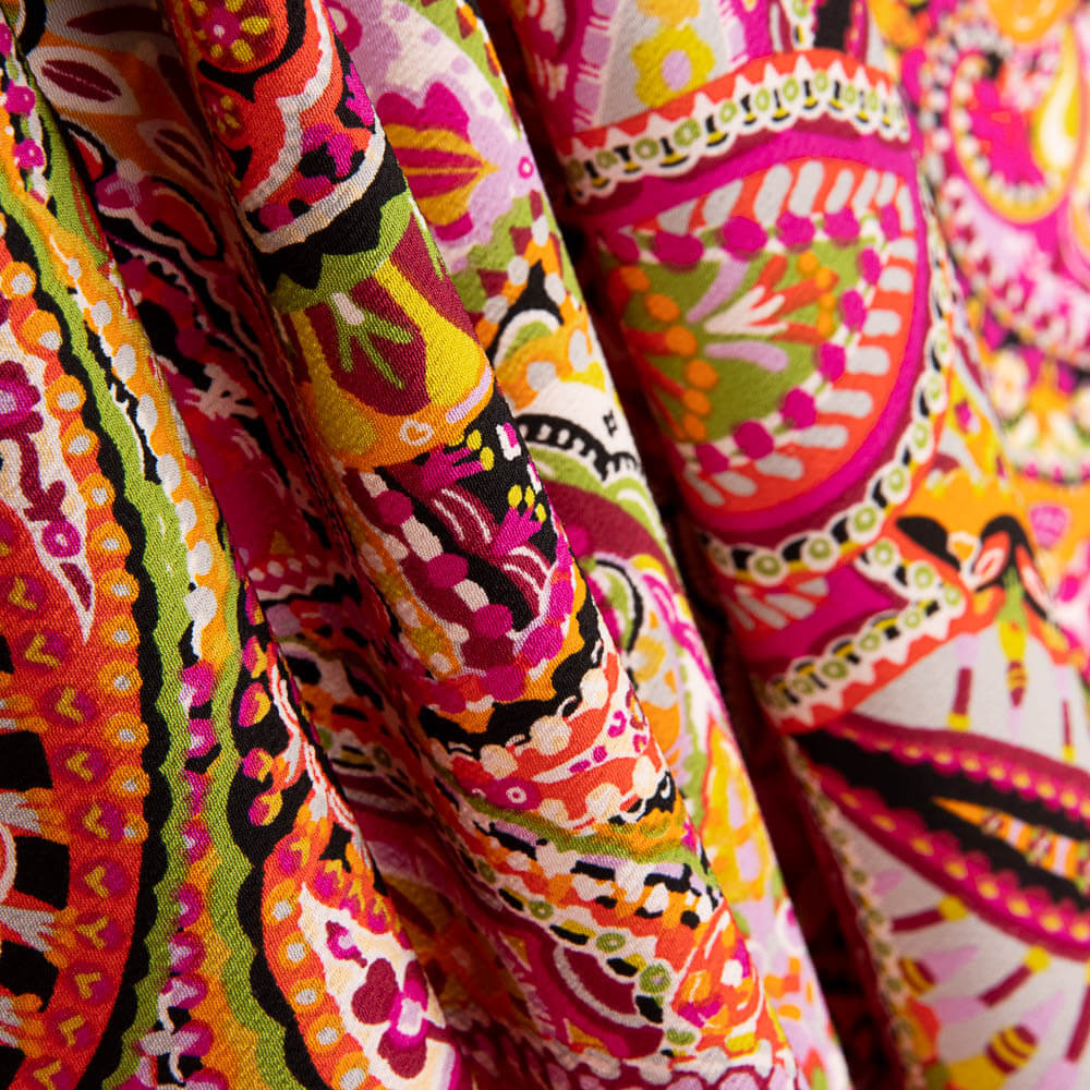 Crepe Poliéster Caxemira Saturado Fúcsia - Ribes y Casals