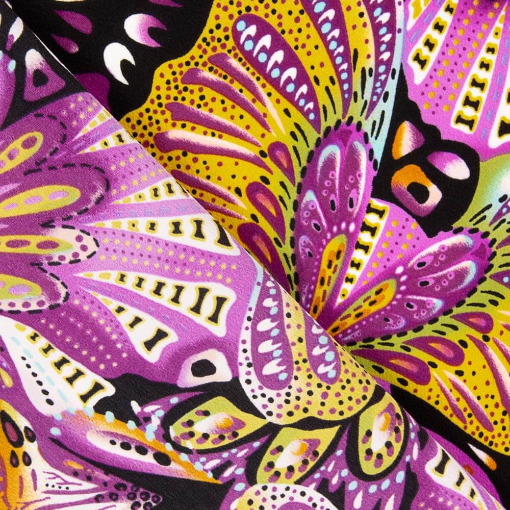 Crepe Poliéster Borboleta Magenta - Ribes y Casals