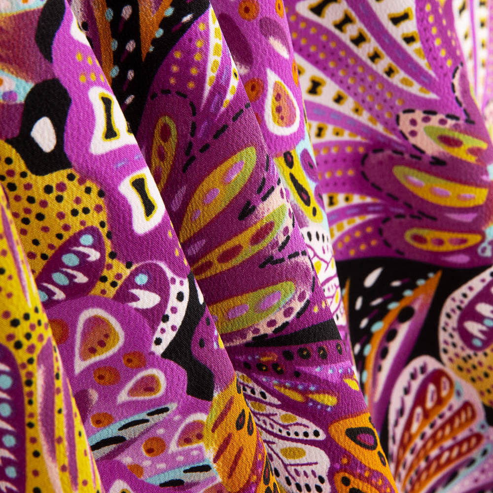 Crepe Poliéster Borboleta Magenta - Ribes y Casals