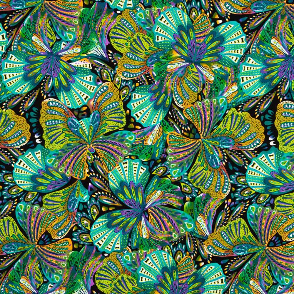 Crepe Poliéster Borboleta Verde Jade - Ribes y Casals