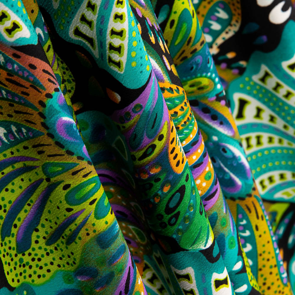 Crepe Poliéster Borboleta Verde Jade - Ribes y Casals