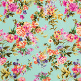 Crepe Floral Verde Água - Ribes y Casals