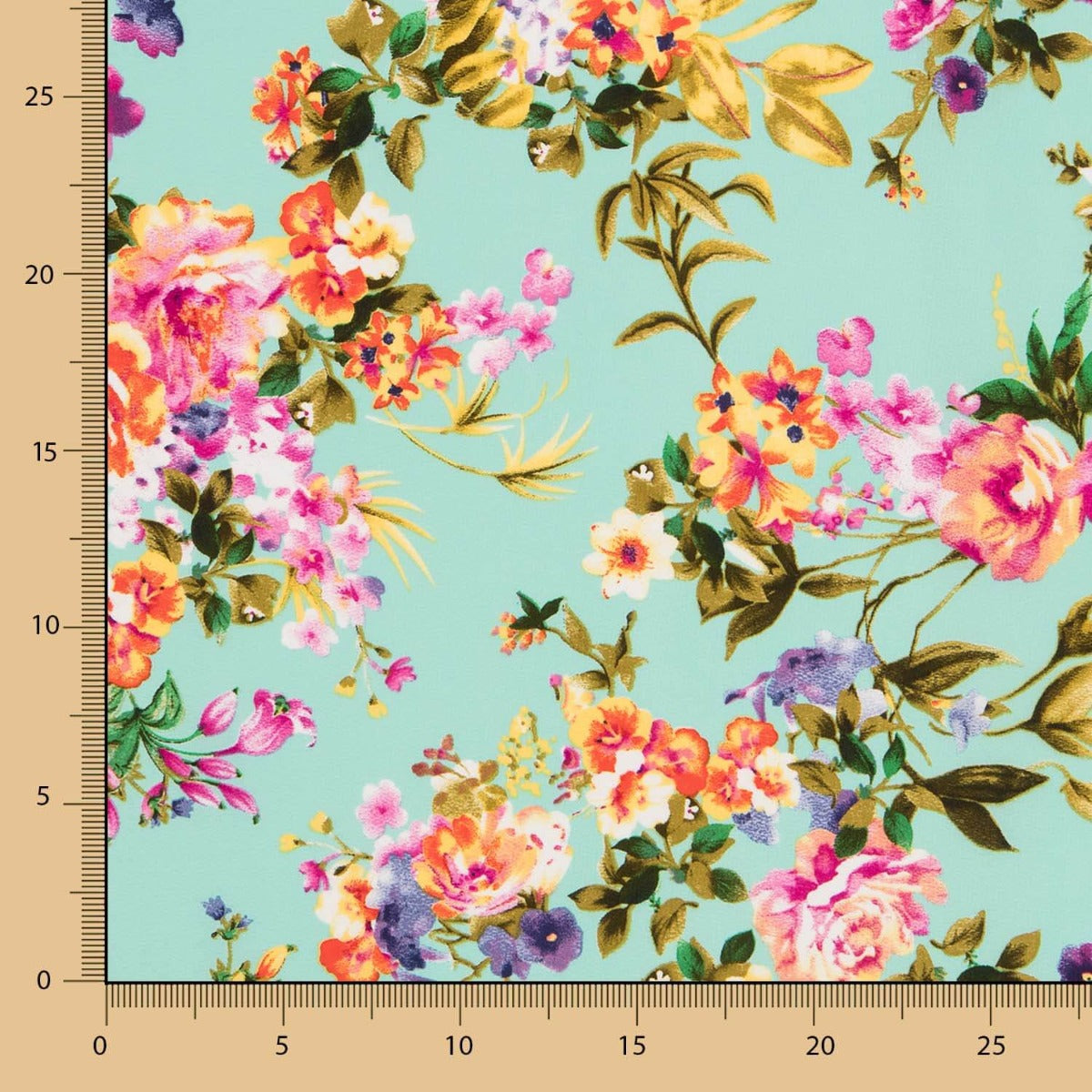 Crepe Floral Verde Água - Ribes y Casals