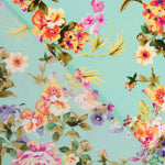 Crepe Floral Verde Água - Ribes y Casals