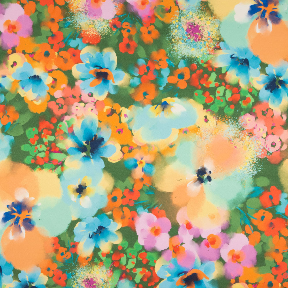 Fama Stretch Flores Aquarela Verde - Ribes y Casals