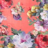 Tecido Fama Stretch Flor Aquarela Coral - Ribes y Casals