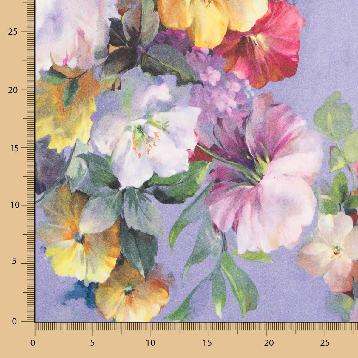 Tecido Fama Stretch Flor Aquarela Malva - Ribes y Casals