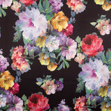 Tecido Fama Stretch Flor Aquarela Preto - Ribes y Casals