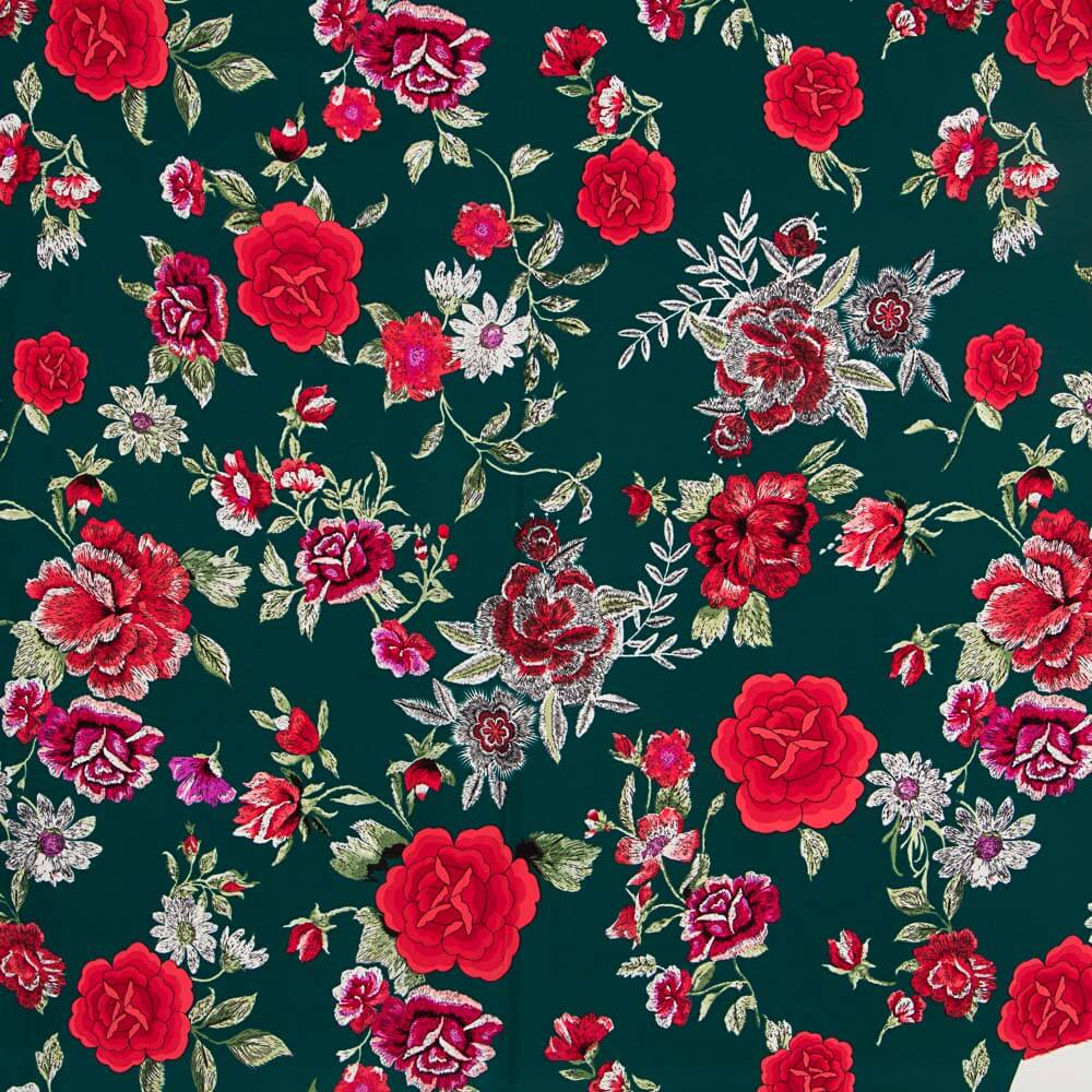 Crepe Xaile Manila Verde Garrafa - Ribes y Casals